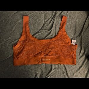 2 Victoria Secret Orange and Black Leopard Mesh See Thru Bralette Sports Bra